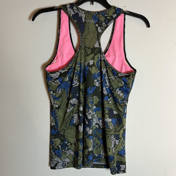 Demix Green Floral Tank Top with Pink Bra Support Size M/L Made in Russia - Picture 2 of 11